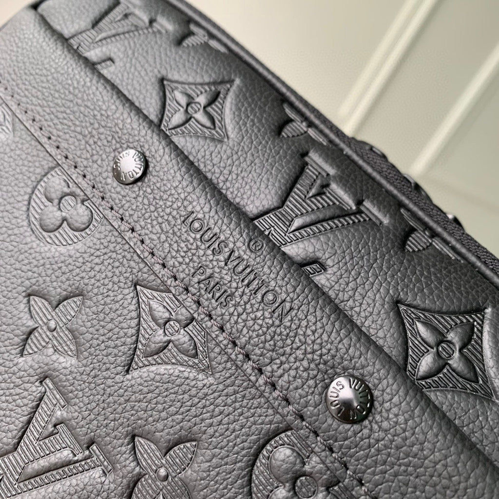 LOUIS VUITTON ALPHA NANO BAG 24 IN BLACK MONOGRAM SHADOW EMBOSSED COWHIDE