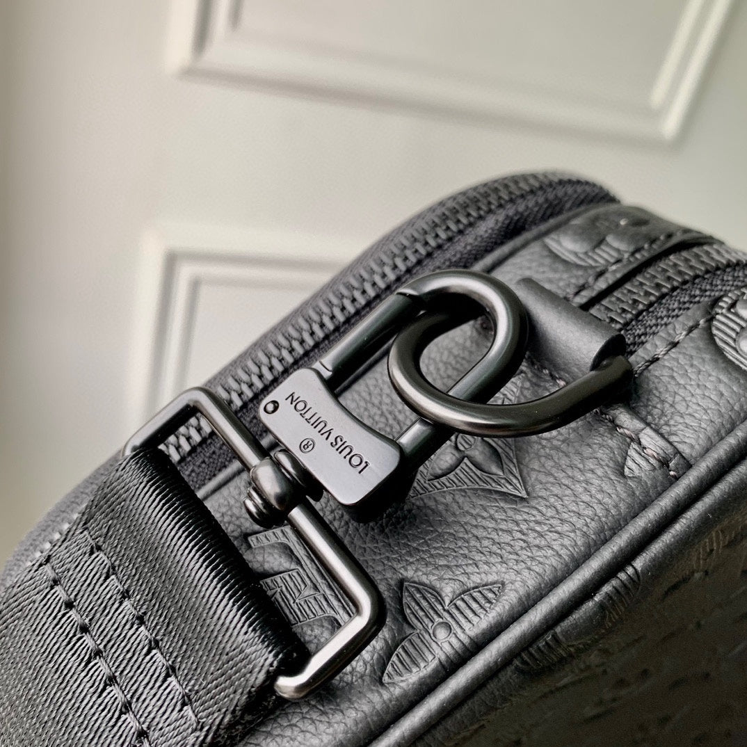 LOUIS VUITTON ALPHA NANO BAG 24 IN BLACK MONOGRAM SHADOW EMBOSSED COWHIDE