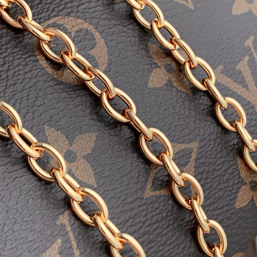 LOUIS VUITTON POCHETTE CAMILLE BAG 20 IN BROWN MONOGRAM COATED CANVAS