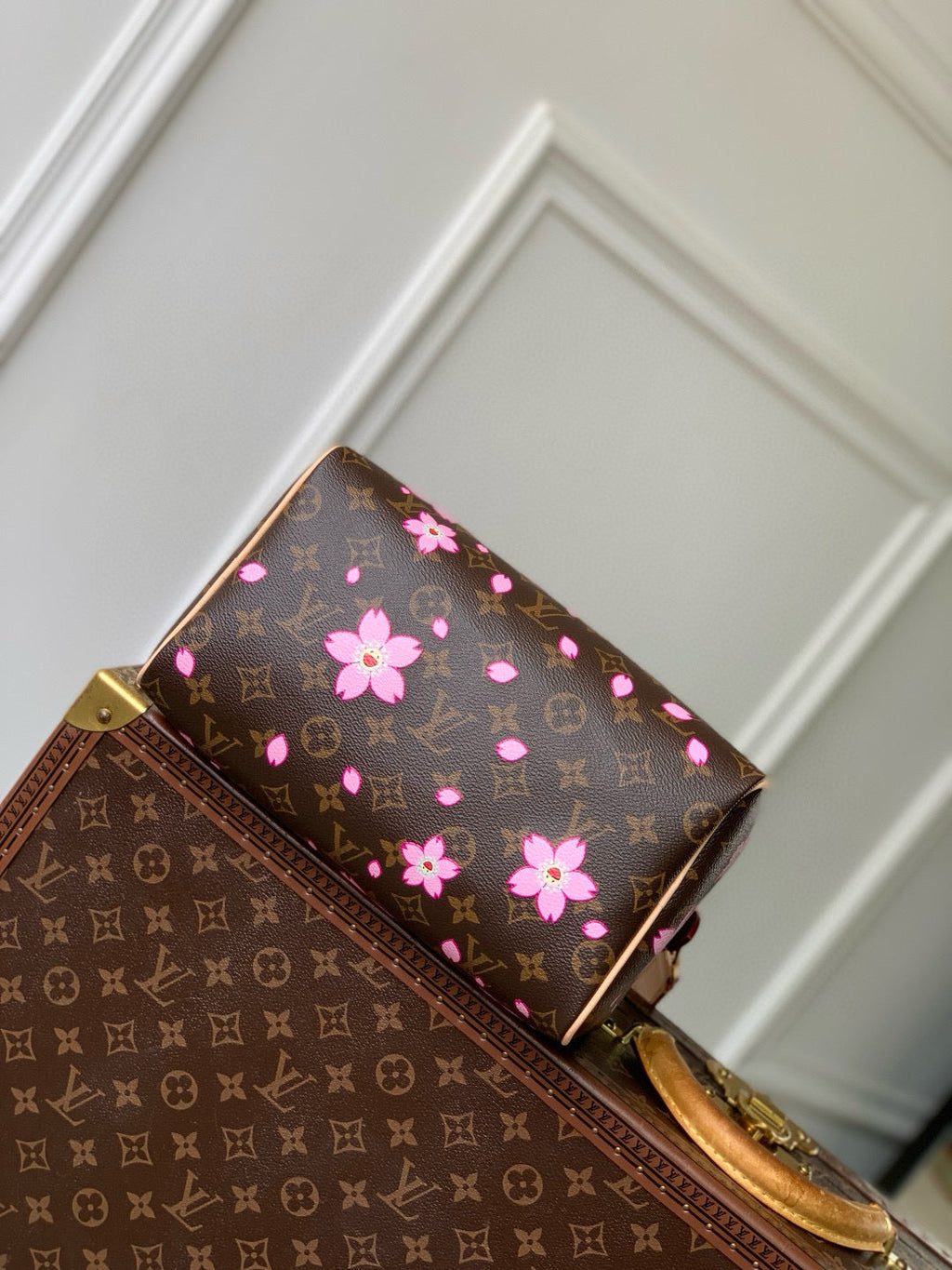 LOUIS VUITTON SPEEDY BANDOULIÈRE CHERRY BLOSSOM 25 IN SAKURA BROWN MONOGRAM COATED CANVAS