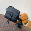 LOUIS VUITTON LV 25S GETAWAY MESSENGER BAG 20 IN BLACK MONOGRAM SHADOW EMBOSSED CALFSKIN