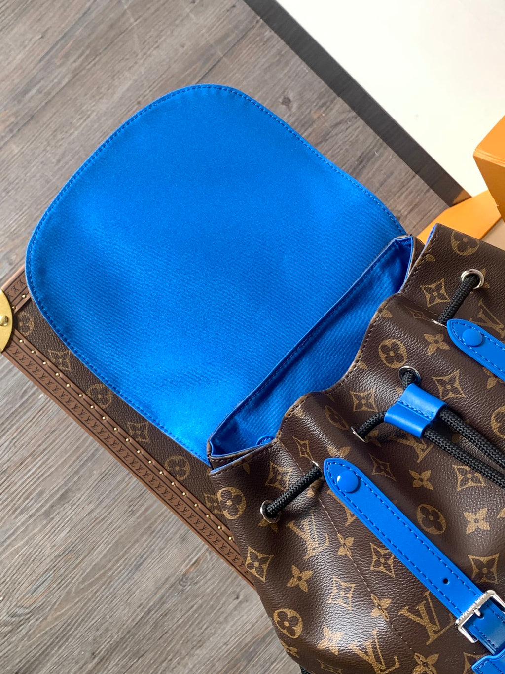 LOUIS VUITTON LV 25S CHRISTOPHER BACKPACK 48 IN BROWN AND PERSIAN BLUE CANVAS MONOGRAM