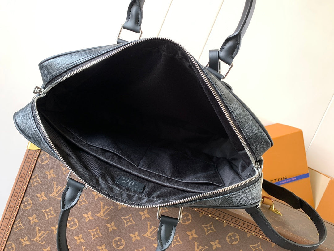 LOUIS VUITTON PORTE- DOCUMENTS VOYAGE NM HANDBAG 36 IN BLACK DAMIER GRAPHITE CANVAS