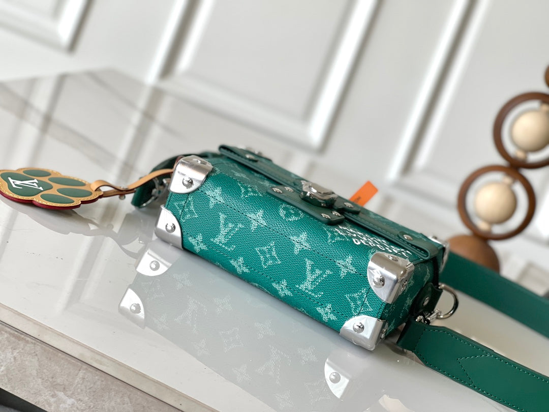 LOUIS VUITTON SOUL TRUNK 19 IN GREEN MONOGRAM HERITAGE CANVAS SILVER HARDWARE
