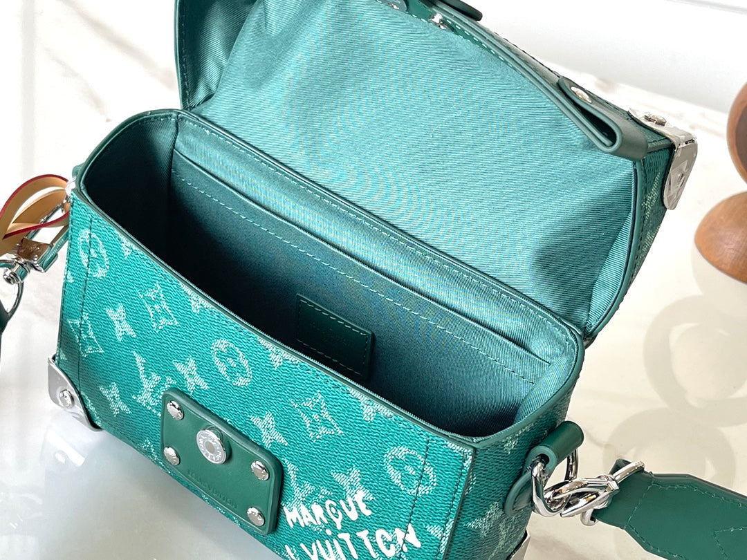 LOUIS VUITTON SOUL TRUNK 19 IN GREEN MONOGRAM HERITAGE CANVAS SILVER HARDWARE