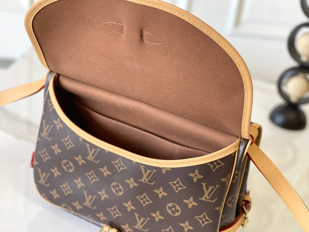 LOUIS VUITTON SAUMUR BB 35 IN BROWN MONOGRAM CANVAS AND LEATHER TRIM GOLD HARDWARE