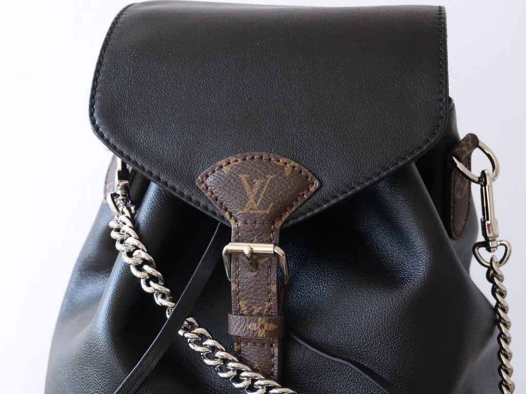 LOUIS VUITTON LV 25S MONTSOURIS VIBE 35 IN BLACK LAMBSKIN SILVER HARDWARE