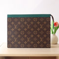 LOUIS VUITTON LV 25S POCHETTE VOYAGE 26 IN BORNEO GREEN MONOGRAM MACASSAR COATED CANVAS