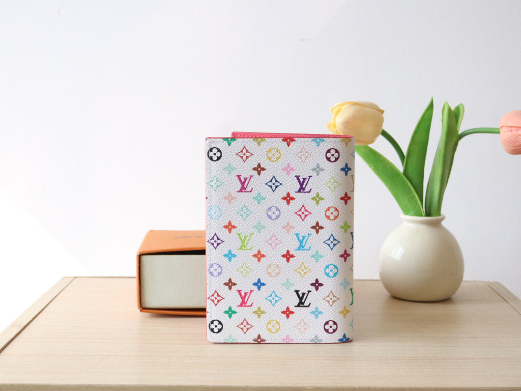 LOUIS VUITTON DOLL PASSPORT WALLET IN WHITE MIX COLORFUL CALFSKIN