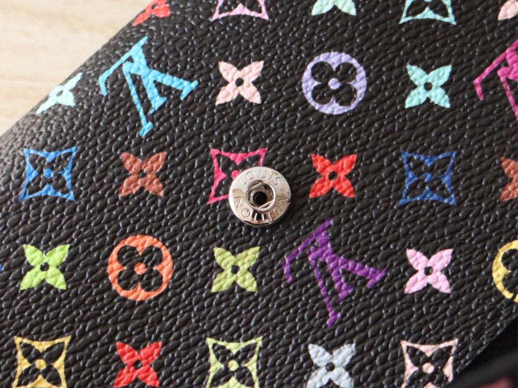LOUIS VUITTON ROSALIE ZIPPY 12 IN BLACK MIX COLORFUL CALFSKIN