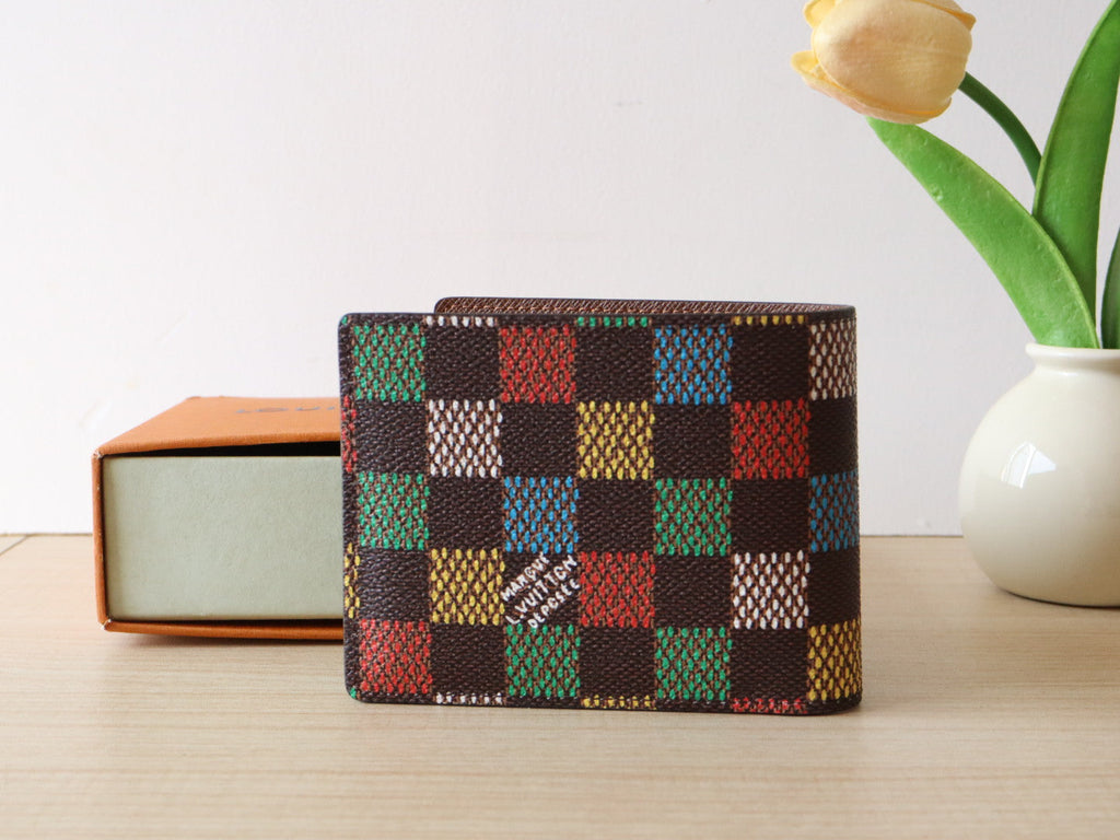 LOUIS VUITTON SLENDER WALLET 11 IN COLORFUL DAMIER EBENE CANVAS