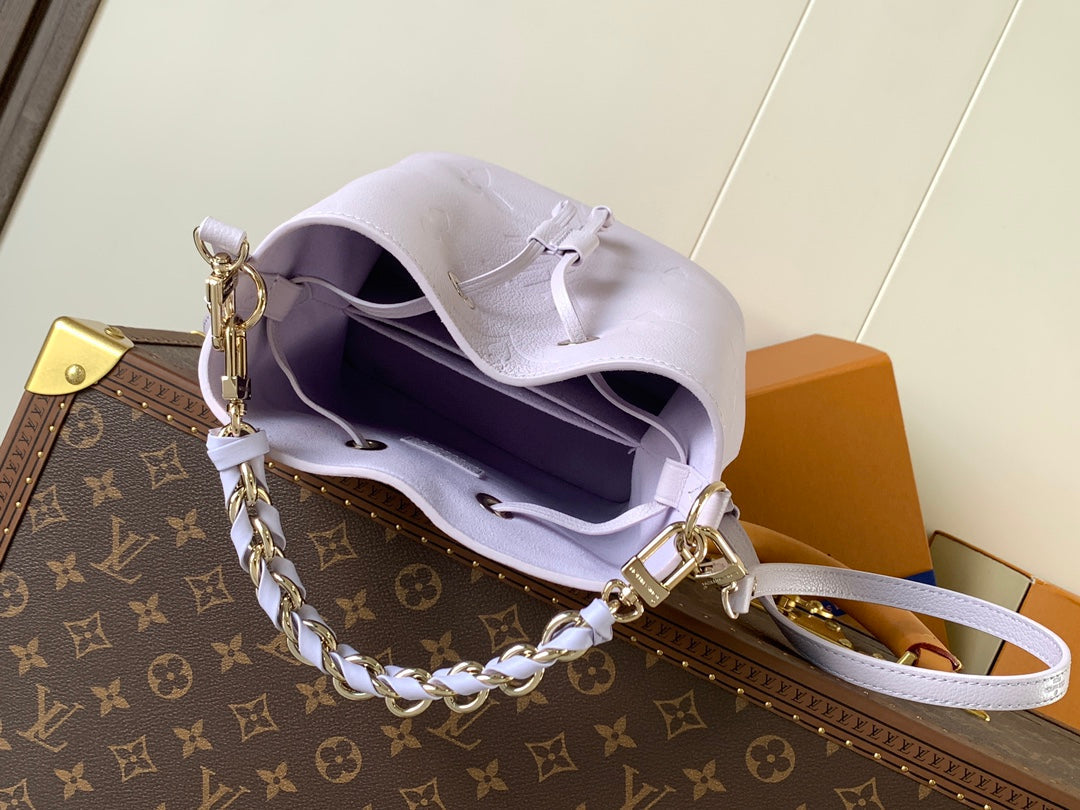 LOUIS VUITTON LV 25S NÉONOÉ BB 20 IN MISTY PURPLE CALFSKIN GOLD HARDWARE