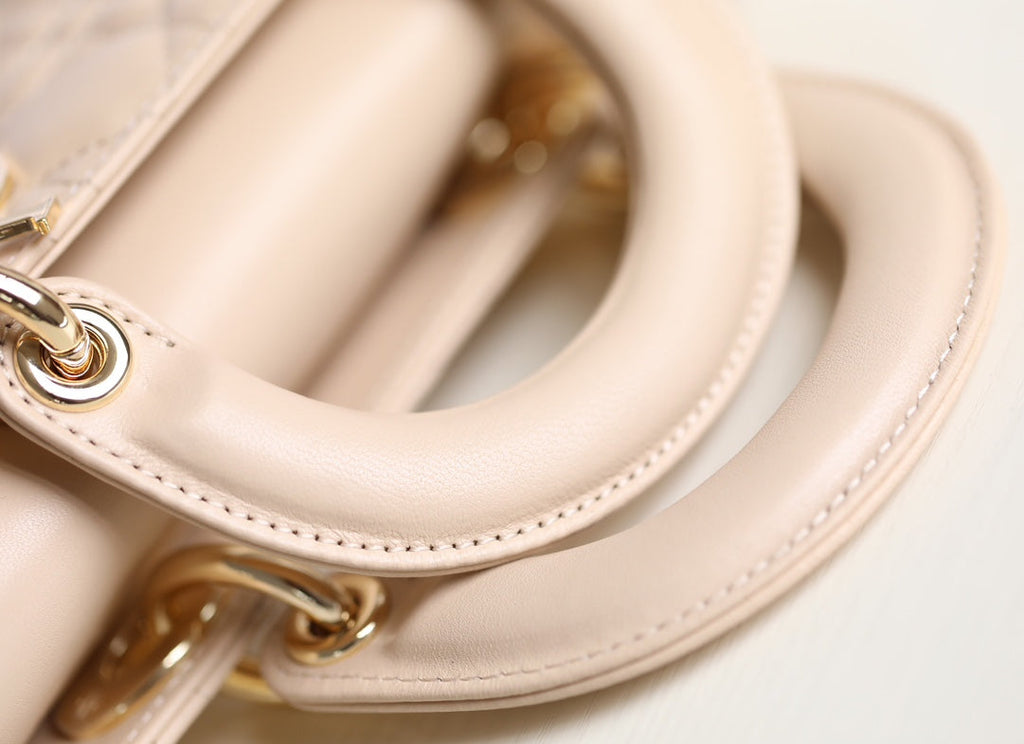 DIOR SMALL LADY D-JOY 22 IN LIGHT PINK LAMBSKIN