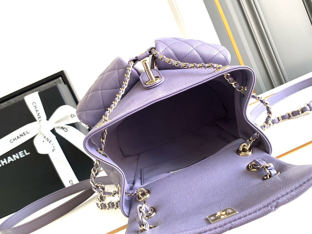 CHANEL 25S BACKPACK 21 CM IN PURPLE LAMBSKIN