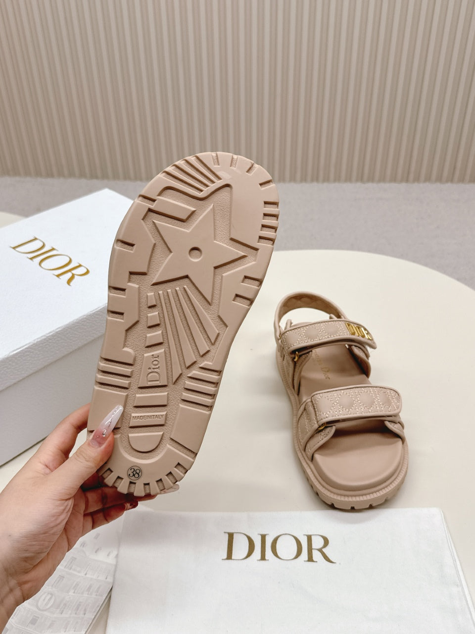 DIOR BACK-STRAP SANDALS 25S IN BEIGE CALFSKIN
