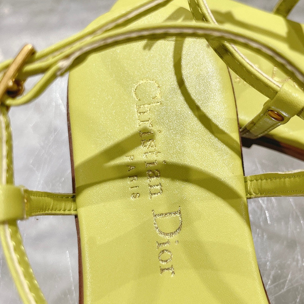 DIOR IVIERA C'EST THONG SANDAL LEMON YELLOW AQUAMARINA CALFSKIN