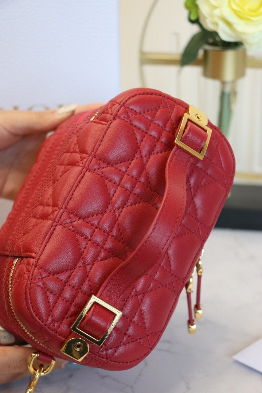 DIOR SMALL TRAVEL VANITY RED LAMBSKIN